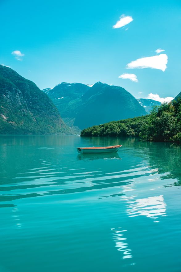 Boat, Lake, Mountains, Vacation, Norway, Boat, Lake, Mountains, Vacation, Norway, HD, 2K, 4K