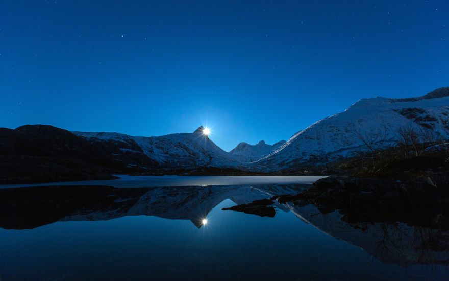 Moon, Blue, Night, Moonlight, Mountains, Lake, Reflections, Landscape, Moon, Blue, Night, Moonlight, Mountains, Lake, Reflections, Landscape, HD, 2K, 4K, 5K