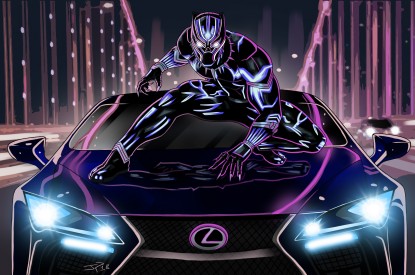 Black, Black Panther, Lexus LC 500, Artwork, Neon art, HD, 2K