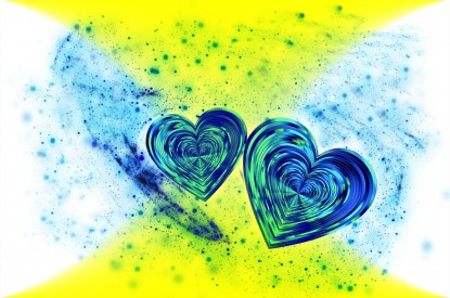 Love, Love hearts, Blue, Abstract, HD, 2K