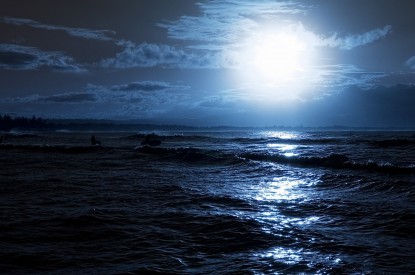 Moon, Sea, Reflections, Moon, Sea, Reflections, HD, 2K
