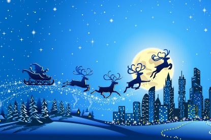 Reindeer, Reindeer Chariot, City, Santa Sleigh, Santa Claus, HD, 2K, 4K