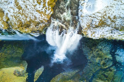 Skogafoss, Skogafoss waterfall, Aerial view, Iceland, HD, 2K, 4K