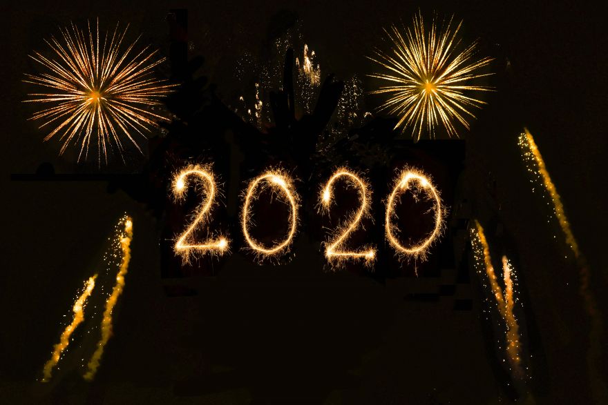 2020, Happy, 2020, Happy New Year, Fireworks, Sparklers, HD, 2K, 4K, 5K
