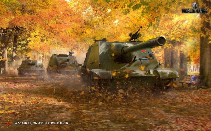 Chinese, Chinese tank destroyers, Autumn, World of Tanks, HD, 2K