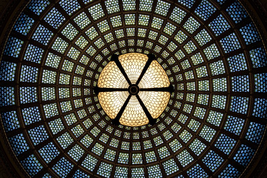 Dome, Chicago, Dome, Chicago Cultural Center, Interior, Glass, HD, 2K, 4K, 5K
