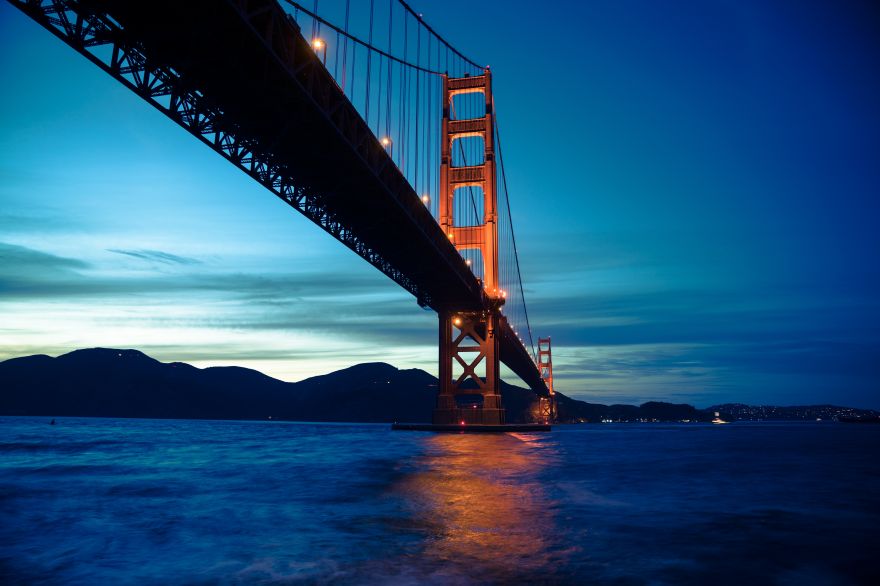 Golden, Golden Gate Bridge, Sunset, San Francisco, California, USA, HD, 2K, 4K, 5K, 8K