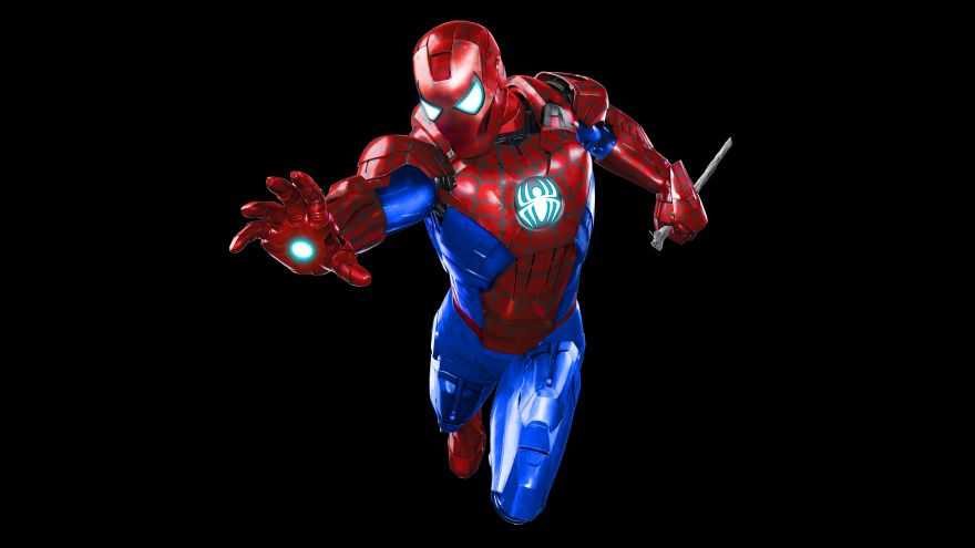 Spider-Man, Iron, Spider-Man, Iron Man, Iron Spider, Dark background, Black, HD, 2K, 4K, 5K, 8K